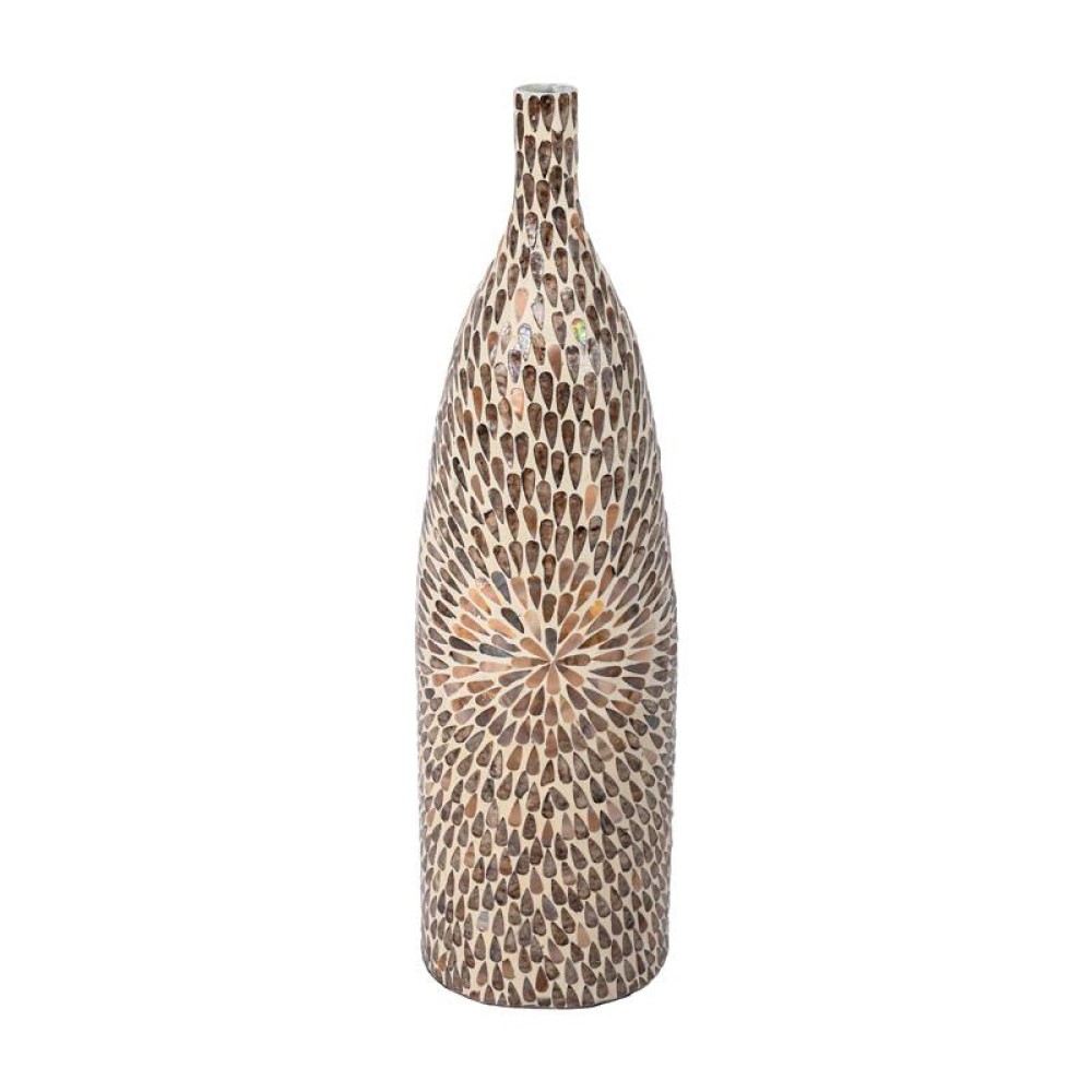 ΒΑΖΟ ΔΑΠΕΔΟΥ BAMBOO-ΚΟΧΥΛΙ TEAR DROP Fylliana FL241 ΜΠΕΖ-ΚΑΦΕ-ΛΕΥΚΟ ΧΡΩΜΑ 22x81εκ