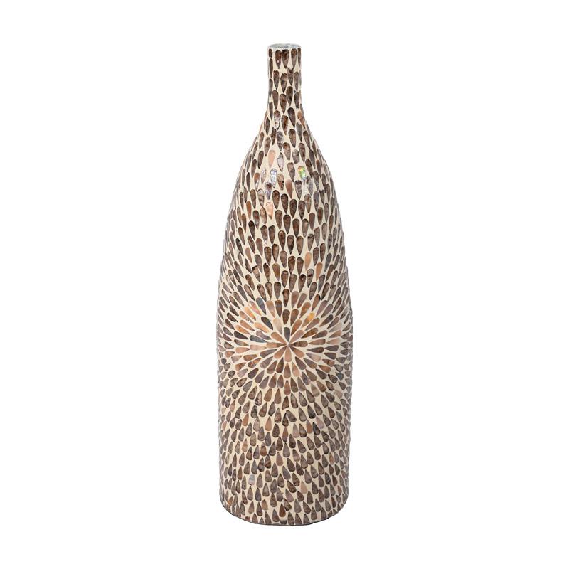 ΒΑΖΟ ΔΑΠΕΔΟΥ BAMBOO-ΚΟΧΥΛΙ TEAR DROP Fylliana FL241 ΜΠΕΖ-ΚΑΦΕ-ΛΕΥΚΟ ΧΡΩΜΑ 22x81εκ