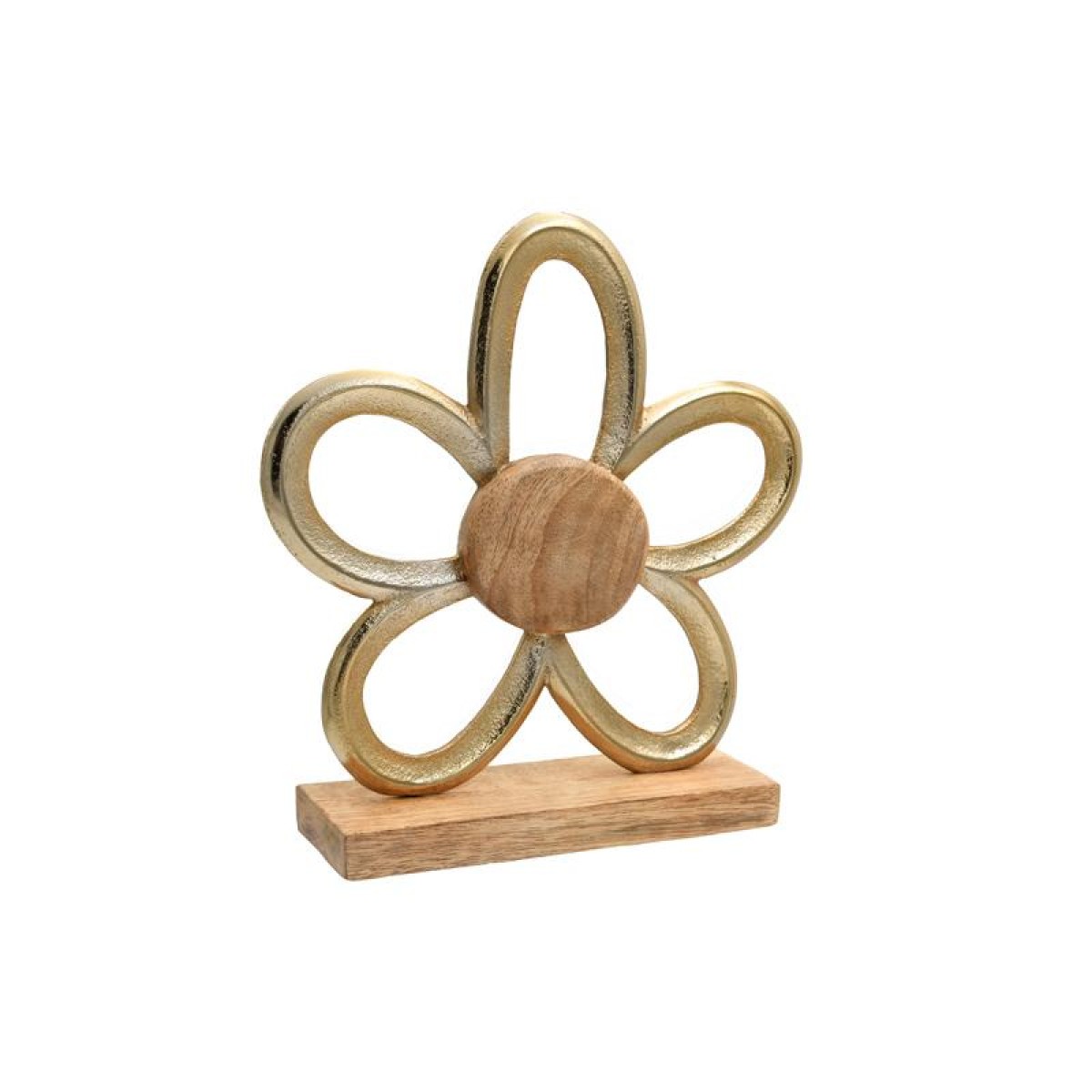 ΔΙΑΚΟΣΜΗΤΙΚΟ ΑΛΟΥΜΙΝΙΟΥ Fylliana Flower 734 ΜΕ ΞΥΛΙΝΗ ΒΑΣΗ ΧΡΥΣΟ ΧΡΩΜΑ 25x5x27εκ