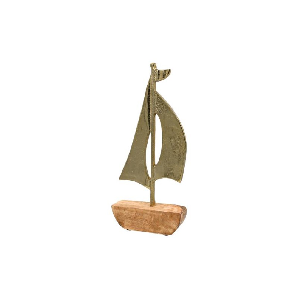 ΔΙΑΚΟΣΜΗΤΙΚΟ ΑΛΟΥΜΙΝΙΟΥ Fylliana Boat 1826 ΜΕ ΞΥΛΙΝΗ ΒΑΣH ΧΡΥΣΟ ΧΡΩΜΑ 13x4x30εκ