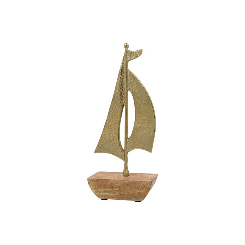 ΔΙΑΚΟΣΜΗΤΙΚΟ ΑΛΟΥΜΙΝΙΟΥ Fylliana Boat 1827 ΜΕ ΞΥΛΙΝΗ ΒΑΣH ΧΡΥΣΟ ΧΡΩΜΑ 15x5x35εκ
