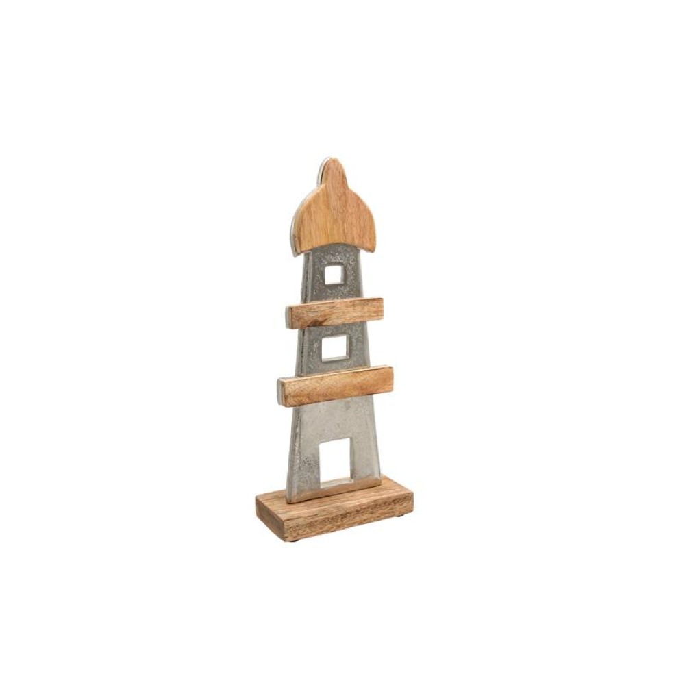 ΔΙΑΚΟΣΜΗΤΙΚΟ ΑΛΟΥΜΙΝΙΟΥ Fylliana Light house 2386 ΜΕ ΞΥΛΙΝΗ ΒΑΣH ΑΣΗΜΙ ΧΡΩΜΑ 12x5x32εκ