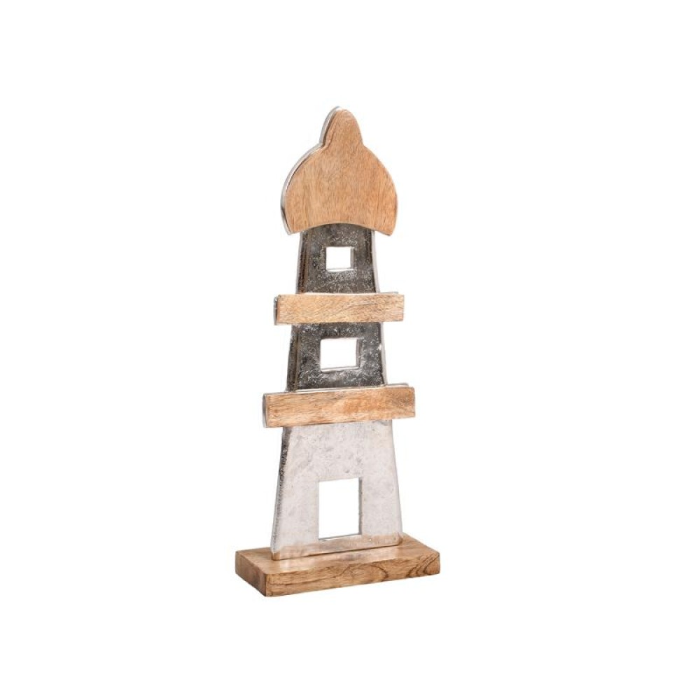 ΔΙΑΚΟΣΜΗΤΙΚΟ ΑΛΟΥΜΙΝΙΟΥ Fylliana Light house 2390 ΜΕ ΞΥΛΙΝΗ ΒΑΣH ΑΣΗΜΙ ΧΡΩΜΑ 18x7x45εκ