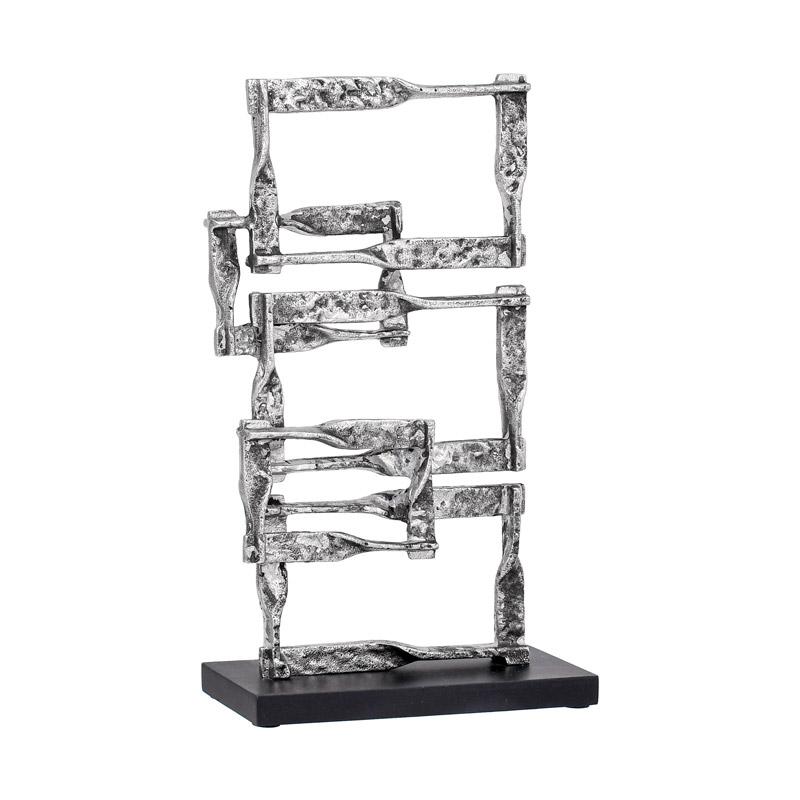 ΜΕΤΑΛΛΙΚΟ ΔΙΑΚΟΣΜΗΤΙΚΟ ΓΕΩΜΕΤΡΙΚΑ ΣΧΕΔΙΑ ΣΕ ΜΑΥΡΗ ΒΑΣΗ Fylliana FL77067 ΑΣΗΜΙ ΑΝΤΙΚΕ ΧΡΩΜΑ 25x10x44εκ