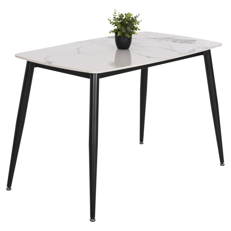 ΤΡΑΠΕΖΙ RAVEN HM9854.01 ΚΕΡΑΜΙΚΟ TOP ΜΑΤ ΛΕΥΚΟ ΜΑΡΜΑΡΟ-ΜΑΥΡΟ ΜΕΤΑΛΛΟ 120x70x73Υεκ.