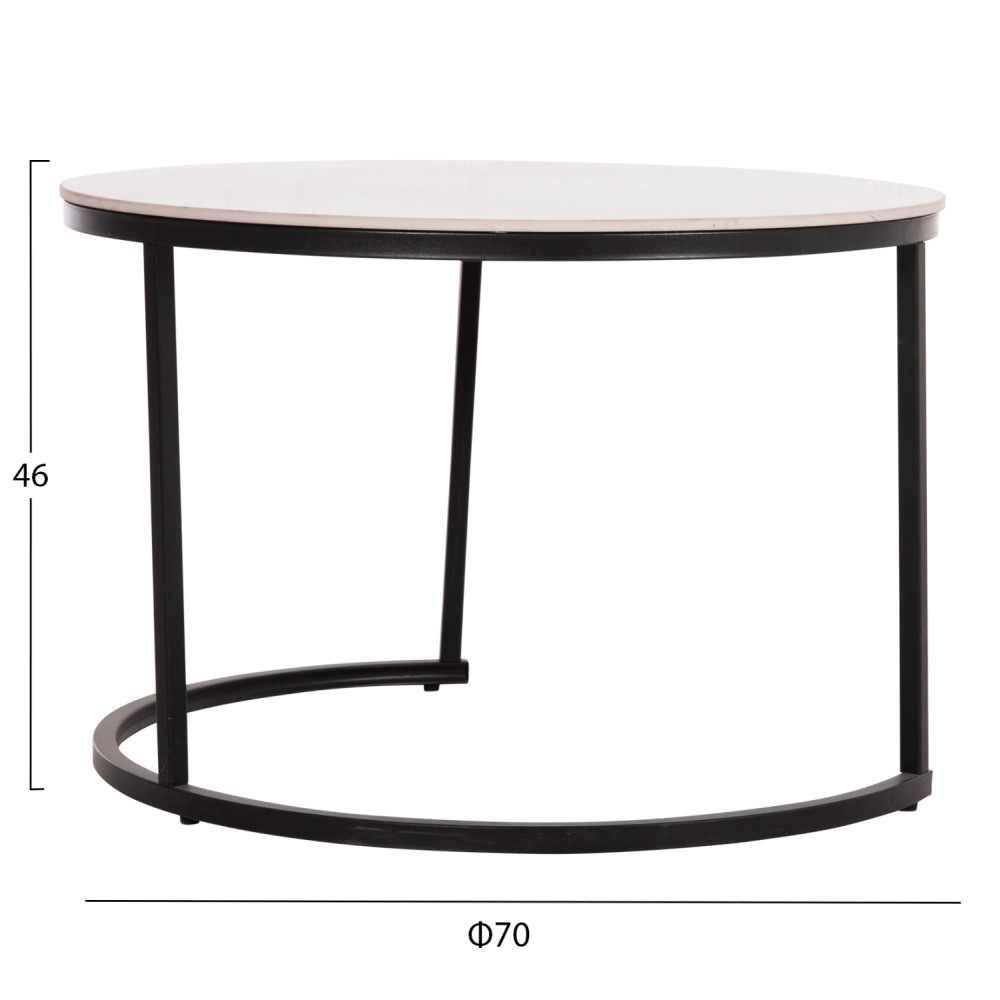 ΤΡΑΠΕΖΙA ΣΑΛΟΝΙΟΥ ΣΕΤ 2ΤΜΧ TALOS HM18140.01 ΚΕΡΑΜΙΚΟ TOP ΜΕ ΟΨΗ ΛΕΥΚΟΥ ΜΑΡΜΑΡΟΥ Φ70+Φ50