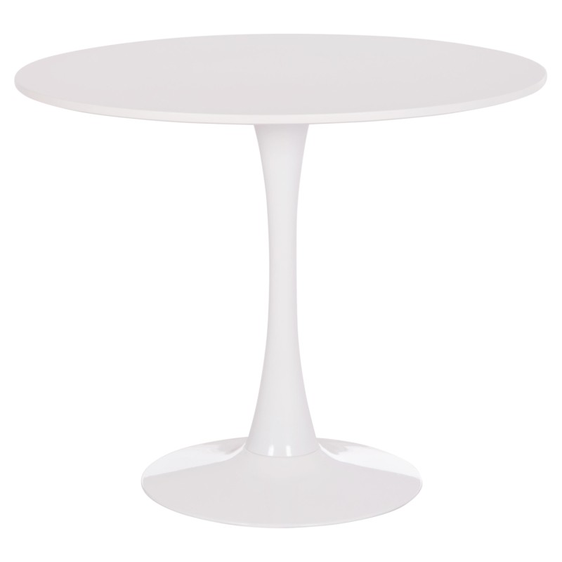 ΤΡΑΠΕΖΙ ΣΤΡΟΓΓΥΛΟ BROLIN HM18141.01 MDF TOP-ΒΑΣΗ ΜΕΤΑΛΛΙΚΗ--ΛΕΥΚΟ Φ90x73Υεκ
