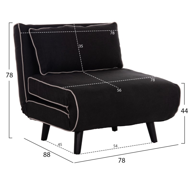 ΠΟΛΥΘΡΟΝΑ ΚΡΕΒΑΤΙ BRAXTON HM8425.03 ΜΑΥΡΟ ΥΦΑΣΜΑ 78x88x78Υεκ.
