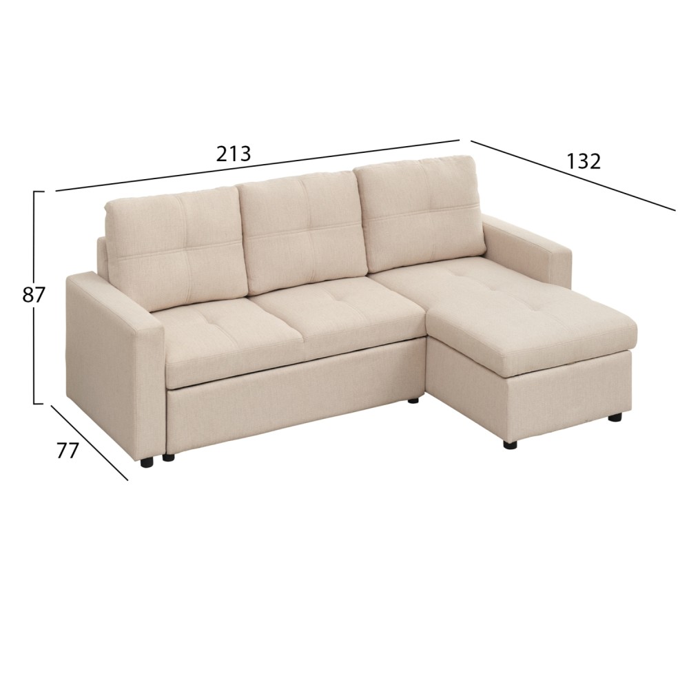 ΓΩΝΙΑΚΟΣ ΚΑΝΑΠΕΣ-ΚΡΕΒΑΤΙ ΑΝΑΣΤΡΕΨΙΜΟΣ SALINO HM3285.03 ΜΠΕΖ ΥΦΑΣΜΑ 213x132x87Yεκ ΓΩΝΙΑΚΟΣ ΚΑΝΑΠΕΣ-ΚΡΕΒΑΤΙ ΑΝΑΣΤΡΕΨΙΜΟΣ SALINO HM3285.03 ΜΠΕΖ ΥΦΑΣΜΑ 213x132x87Yεκ