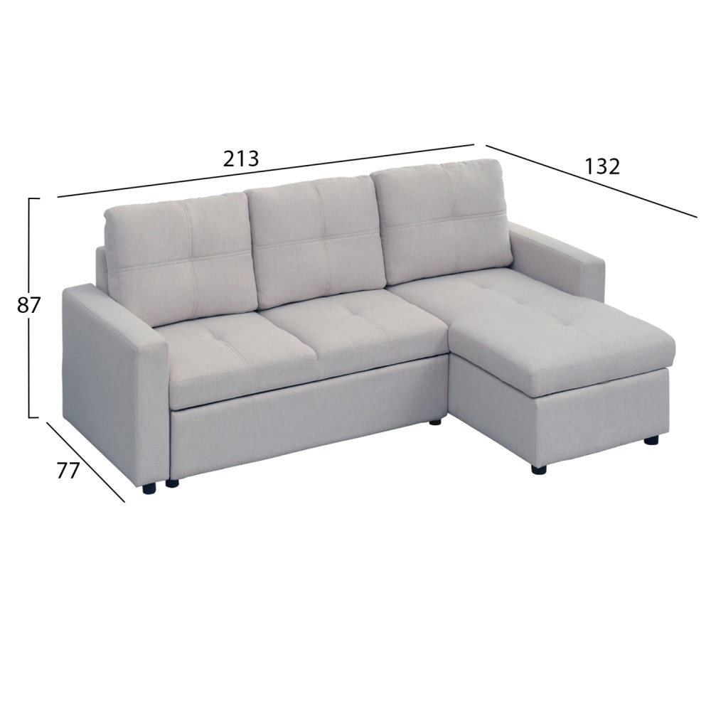 ΓΩΝΙΑΚΟΣ ΚΑΝΑΠΕΣ-ΚΡΕΒΑΤΙ ΑΝΑΣΤΡΕΨΙΜΟΣ SALINO HM3285.01 ΓΚΡΙ ΥΦΑΣΜΑ 213x132x87Yεκ ΓΩΝΙΑΚΟΣ ΚΑΝΑΠΕΣ-ΚΡΕΒΑΤΙ ΑΝΑΣΤΡΕΨΙΜΟΣ SALINO HM3285.01 ΓΚΡΙ ΥΦΑΣΜΑ 213x132x87Yεκ