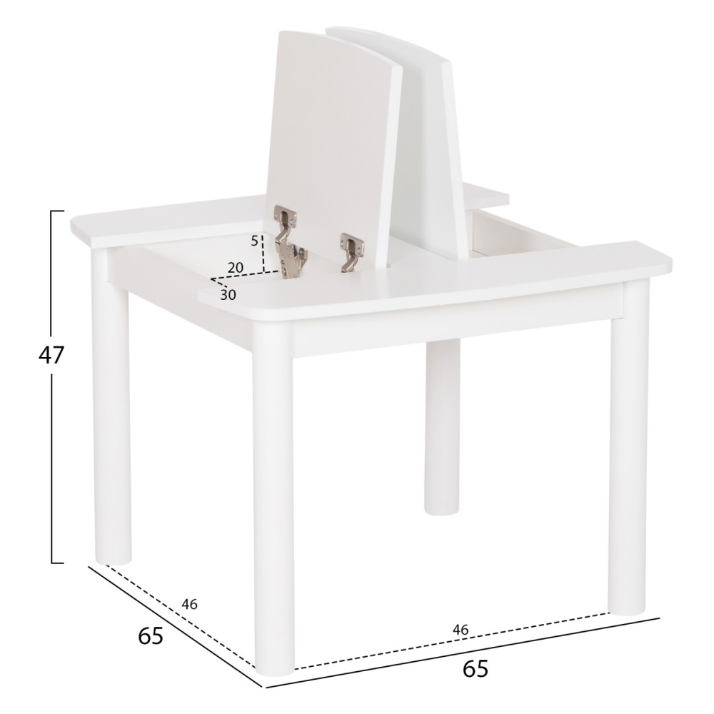 ΤΡΑΠΕΖΑΚΙ ΠΑΙΔΙΚΟ ΜΕ ΑΠΟΘ.ΧΩΡΟΥΣ RICKI HM18339.03 MDF & ΣΥΜΗΔΑ ΣΕ ΛΕΥΚΟ 65x65x47Υεκ