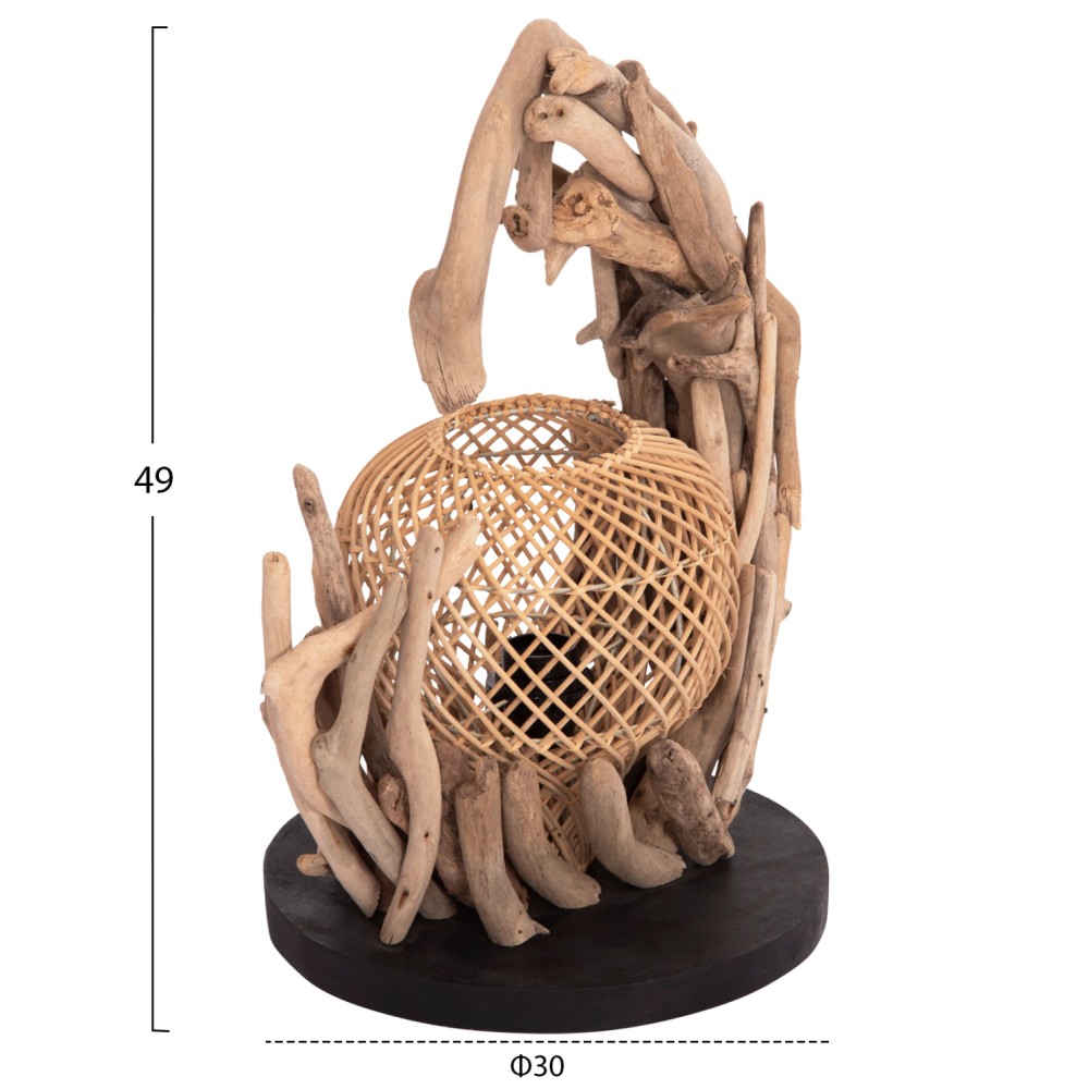 ΕΠΙΤΡΑΠΕΖΙΟ ΔΙΑΚΟΣΜΗΤΙΚΟ ΦΩΤΙΣΤΙΚΟ ASHIN HM4438 DRIFTWOOD--RATTAN 30x30x49Υεκ.