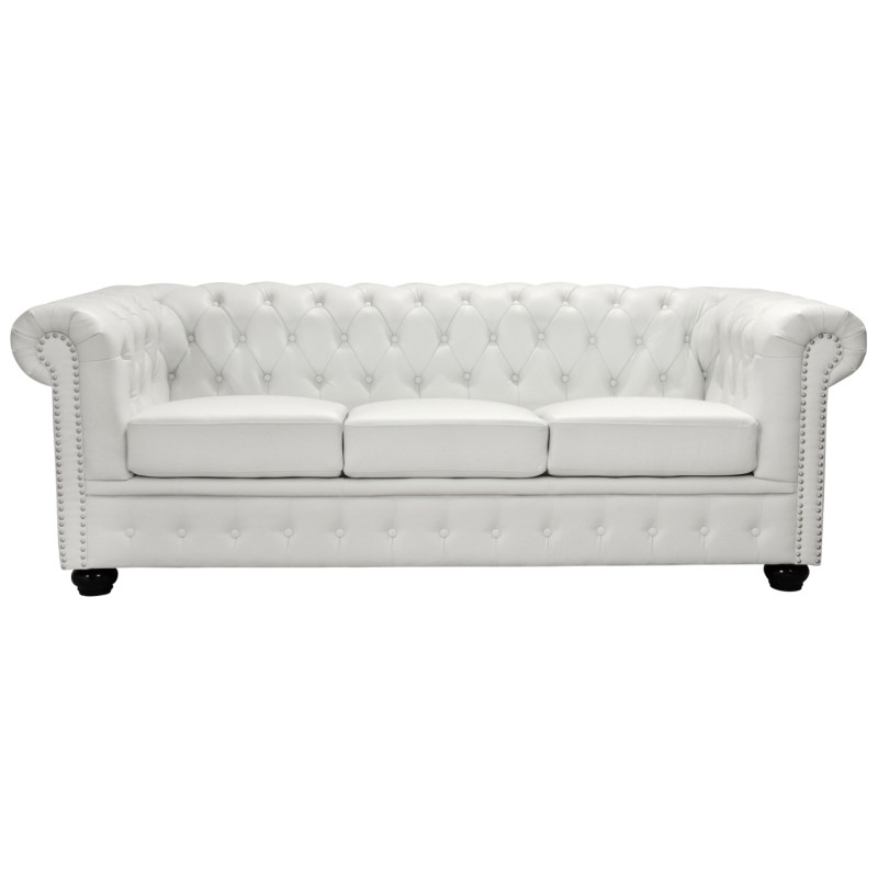 ΚΑΝΑΠΕΣ 3ΘΕΣΙΟΣ T.CHESTERFIELD HM3009.02 ΤΕΧΝΟΔΕΡΜΑ ΛΕΥΚΟ ΜΑΤ 208x90x73 εκ.