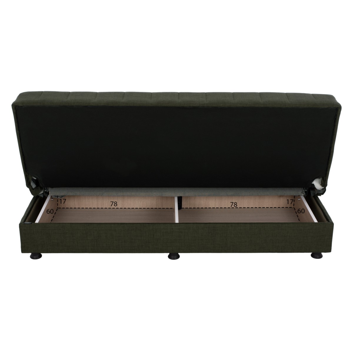ΚΑΝΑΠΕΣ ΚΡΕΒΑΤΙ ANDRI ΤΡΙΘΕΣΙΟΣ DARK OLIVE HM3239.05 180x72x77 εκ.