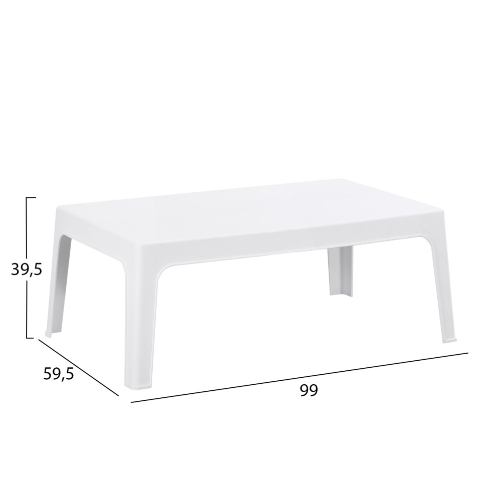 ΤΡΑΠΕΖΑΚΙ ΟΡΘΟΓΩΝΙΟ SLEEK HM6367.01 ΠΟΛΥΠΡΟΠΥΛΕΝΙΟ ΣΕ ΛΕΥΚΟ 99x59.5x39.5Υεκ.