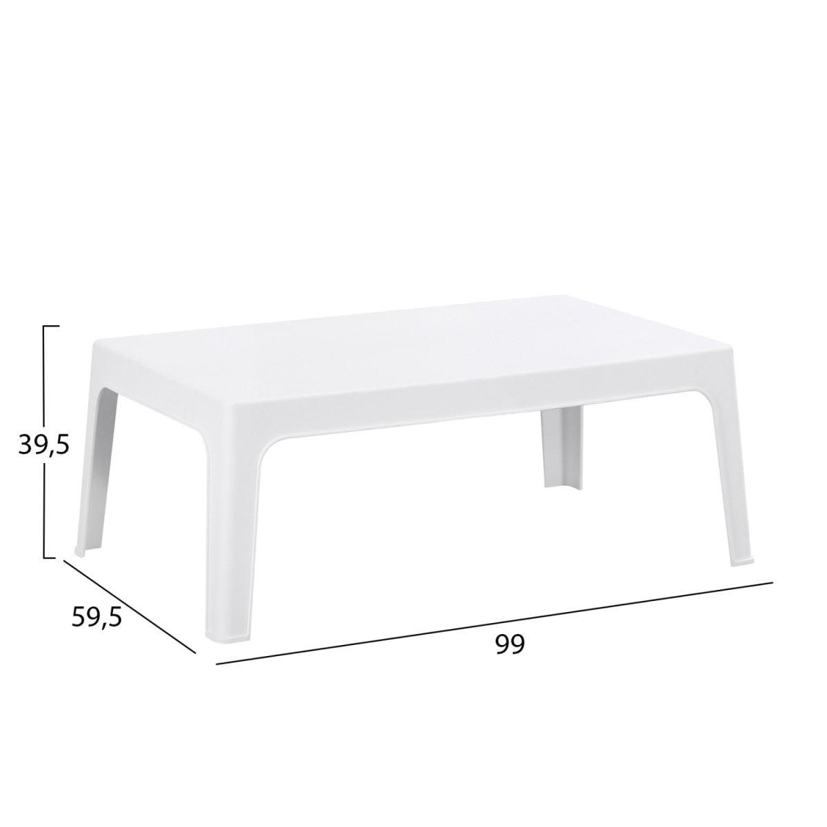 ΤΡΑΠΕΖΑΚΙ ΟΡΘΟΓΩΝΙΟ SLEEK HM6367.01 ΠΟΛΥΠΡΟΠΥΛΕΝΙΟ ΣΕ ΛΕΥΚΟ 99x59.5x39.5Υεκ.
