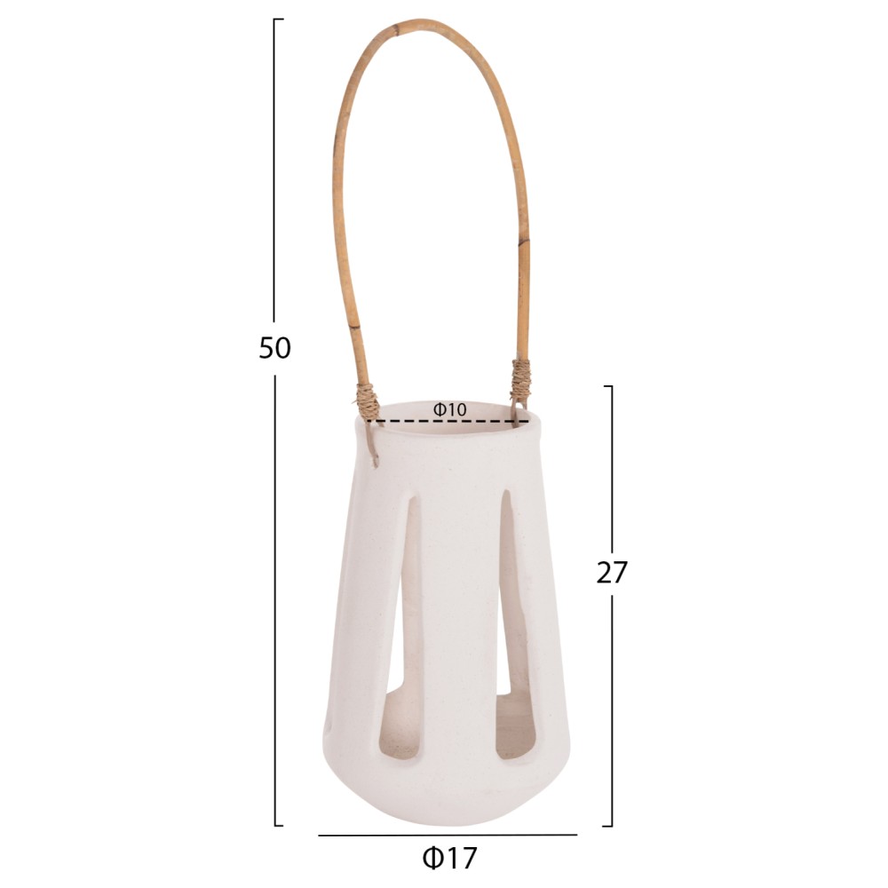 ΕΠΙΤΡΑΠΕΖΙΟ ΦΑΝΑΡΙ ERANTYL HM4696.02L ΛΕΥΚΟ FIBER CEMENT & ΧΕΡΟΥΛΙ RATTAN Φ17x27Yεκ.