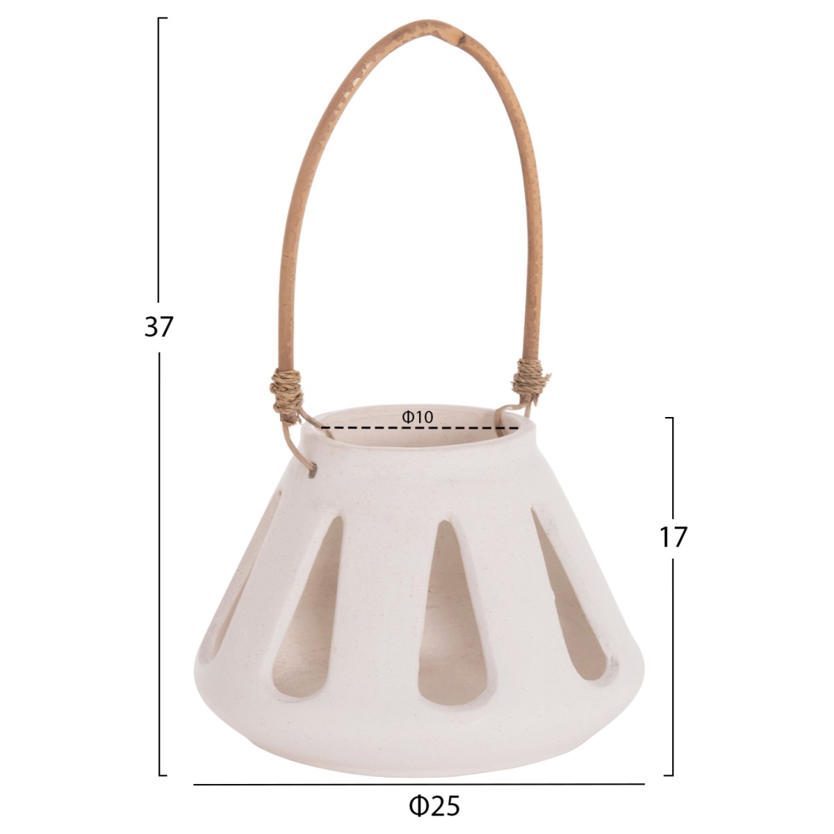 ΕΠΙΤΡΑΠΕΖΙΟ ΦΑΝΑΡΙ ERANTYL HM4696.02S ΛΕΥΚΟ FIBER CEMENT & ΧΕΡΟΥΛΙ RATTAN Φ25x17Yεκ.