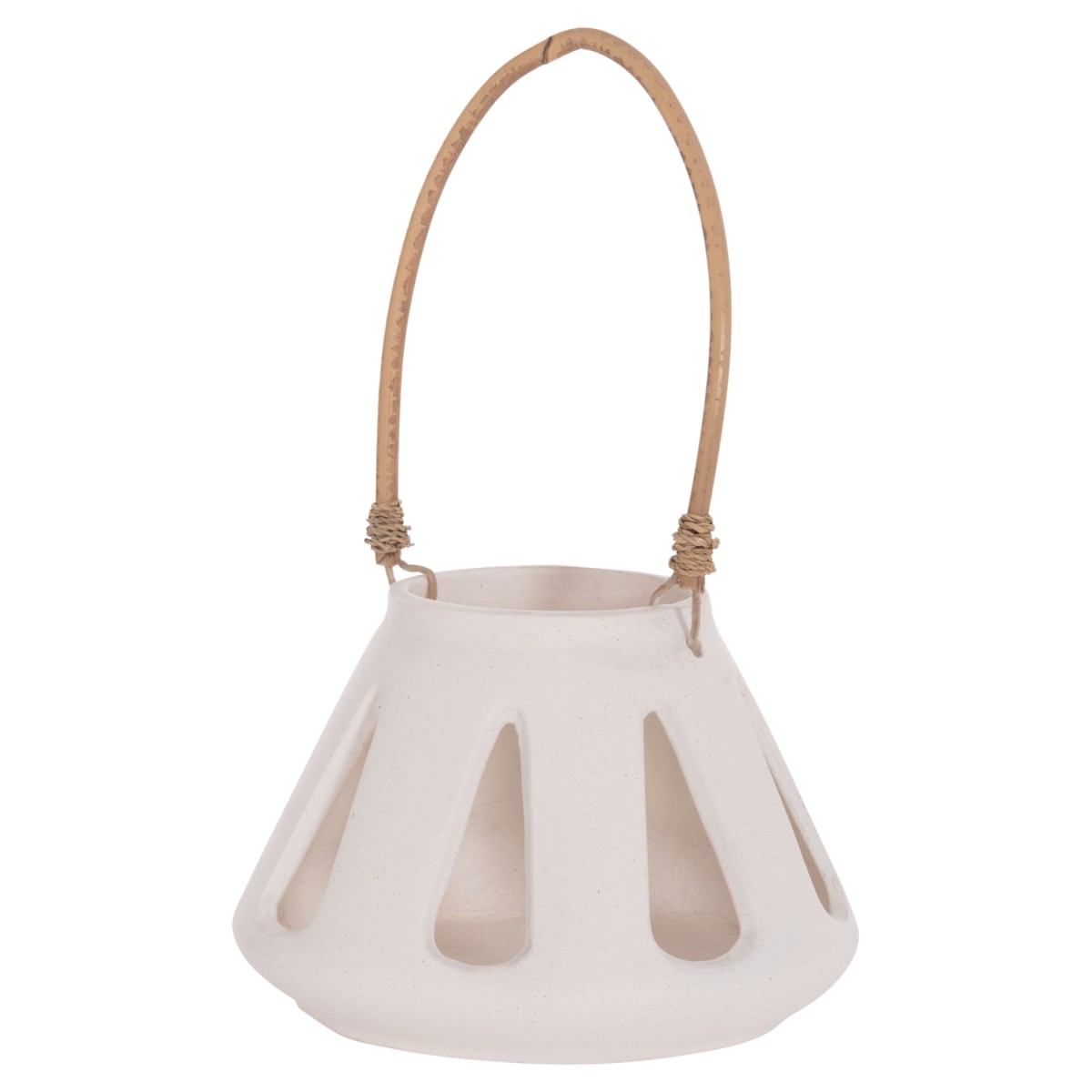 ΕΠΙΤΡΑΠΕΖΙΟ ΦΑΝΑΡΙ ERANTYL HM4696.02S ΛΕΥΚΟ FIBER CEMENT & ΧΕΡΟΥΛΙ RATTAN Φ25x17Yεκ.