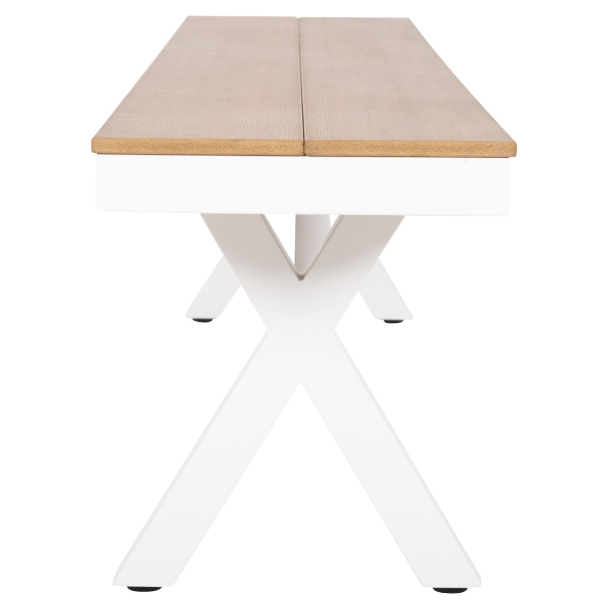 ΠΑΓΚΑΚΙ ΑΛΟΥΜΙΝΙΟΥ TAWNEE HM6038.02 ΛΕΥΚΟ-POLYWOOD ΚΑΘΙΣΜΑ ΦΥΣΙΚΟ 150x36x45Υεκ.