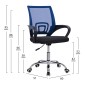 ΚΑΡΕΚΛΑ ΓΡΑΦΕΙΟΥ BRISTONE HM1058.36 ΜΠΛΕ MESH-ΠΟΔΙ ΧΡΩΜΙΟΥ-ΜΑΥΡΑ ΜΠΡΑΤΣΑ 60x51x95Υεκ