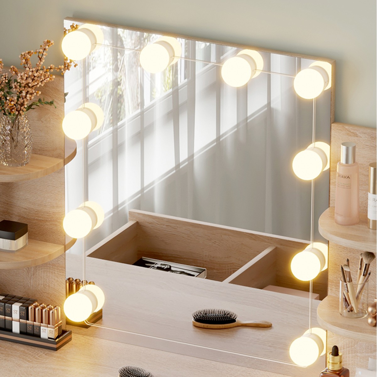 ΤΟΥΑΛΕΤΑ ΜΕ ΦΩΤΙΣΜΟ LED-ΡΑΦΙΑ-ΣΥΡΤΑΡΙΑ LAURYN HM2502.01 SONAMA 101.8x40x139.5Υεκ