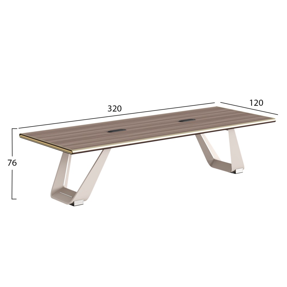 ΓΡΑΦΕΙΟ ΣΥΝΕΔΡΙΑΣΕΩΝ SUPERON HM2144 ΜΕΛΑΜΙΝΗ ΣΕ ΦΥΣΙΚΟ-ΜΕΤΑΛΛΟ ΜΠΕΖ 320x120x76Υεκ