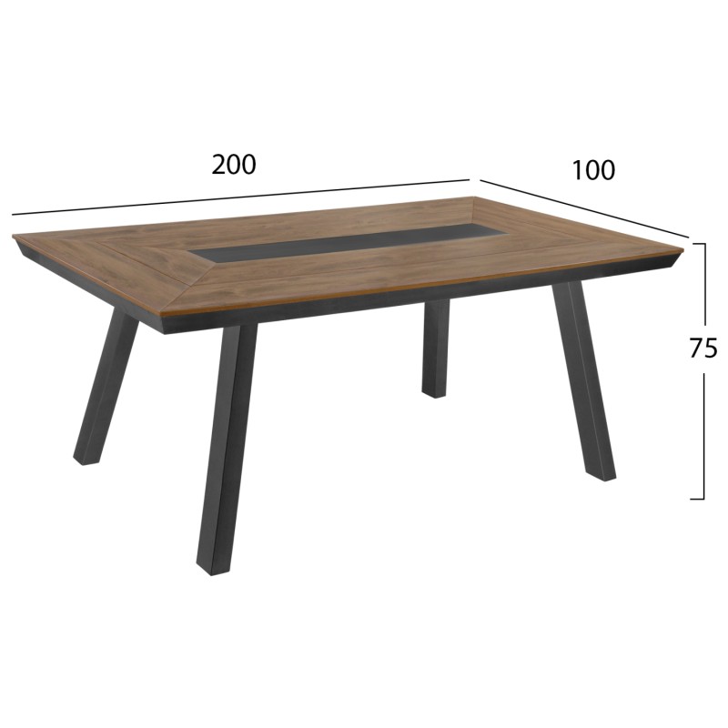 ΤΡΑΠΕΖΙ ΑΛΟΥΜΙΝΙΟΥ TABER ΜΕ POLYWOOD 200X100 ΓΚΡΙ HM5131.12