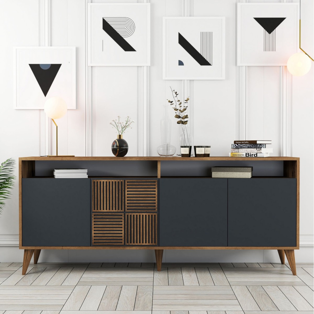 ΜΠΟΥΦΕΣ ΜΕΛΑΜΙΝΗΣ ΣΕ ΚΑΡΥΔΙ ΜΕ ΑΝΘΡΑΚΙ ΠΟΡΤΕΣ 180x35x78.6Υεκ.HM9431.01 ΜΠΟΥΦΕΣ ΜΕΛΑΜΙΝΗΣ ΣΕ ΚΑΡΥΔΙ ΜΕ ΑΝΘΡΑΚΙ ΠΟΡΤΕΣ 180x35x78.6Υεκ.HM9431.01