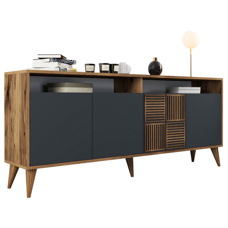 ΜΠΟΥΦΕΣ ΜΕΛΑΜΙΝΗΣ ΣΕ ΚΑΡΥΔΙ ΜΕ ΑΝΘΡΑΚΙ ΠΟΡΤΕΣ 180x35x78.6Υεκ.HM9431.01 ΜΠΟΥΦΕΣ ΜΕΛΑΜΙΝΗΣ ΣΕ ΚΑΡΥΔΙ ΜΕ ΑΝΘΡΑΚΙ ΠΟΡΤΕΣ 180x35x78.6Υεκ.HM9431.01