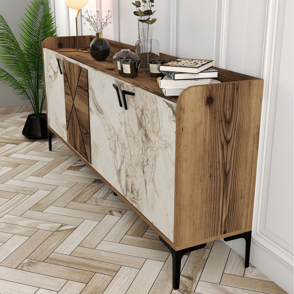 ΜΠΟΥΦΕΣ ΜΕΛΑΜΙΝΗΣ ΚΑΡΥΔΙ ΚΑΙ ΕΦΕ ΛΕΥΚΟΥ ΜΑΡΜΑΡΟΥ 180x35x78Υεκ.HM9433.02 ΜΠΟΥΦΕΣ ΜΕΛΑΜΙΝΗΣ ΚΑΡΥΔΙ ΚΑΙ ΕΦΕ ΛΕΥΚΟΥ ΜΑΡΜΑΡΟΥ 180x35x78Υεκ.HM9433.02