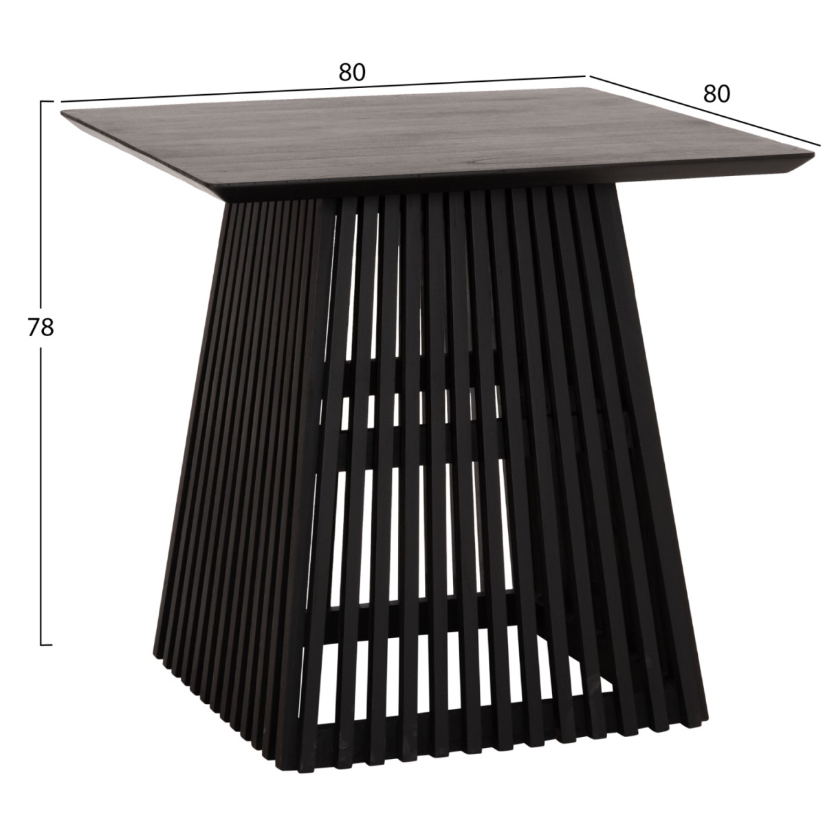 ΤΡΑΠΕΖΙ ΤΡΑΠΕΖΑΡΙΑΣ ΤΕΤΡΑΓΩΝΟ FRANTZ HM9458.02 MINDI ΞΥΛΟ ΜΑΥΡΟ 80x80x78Yεκ.