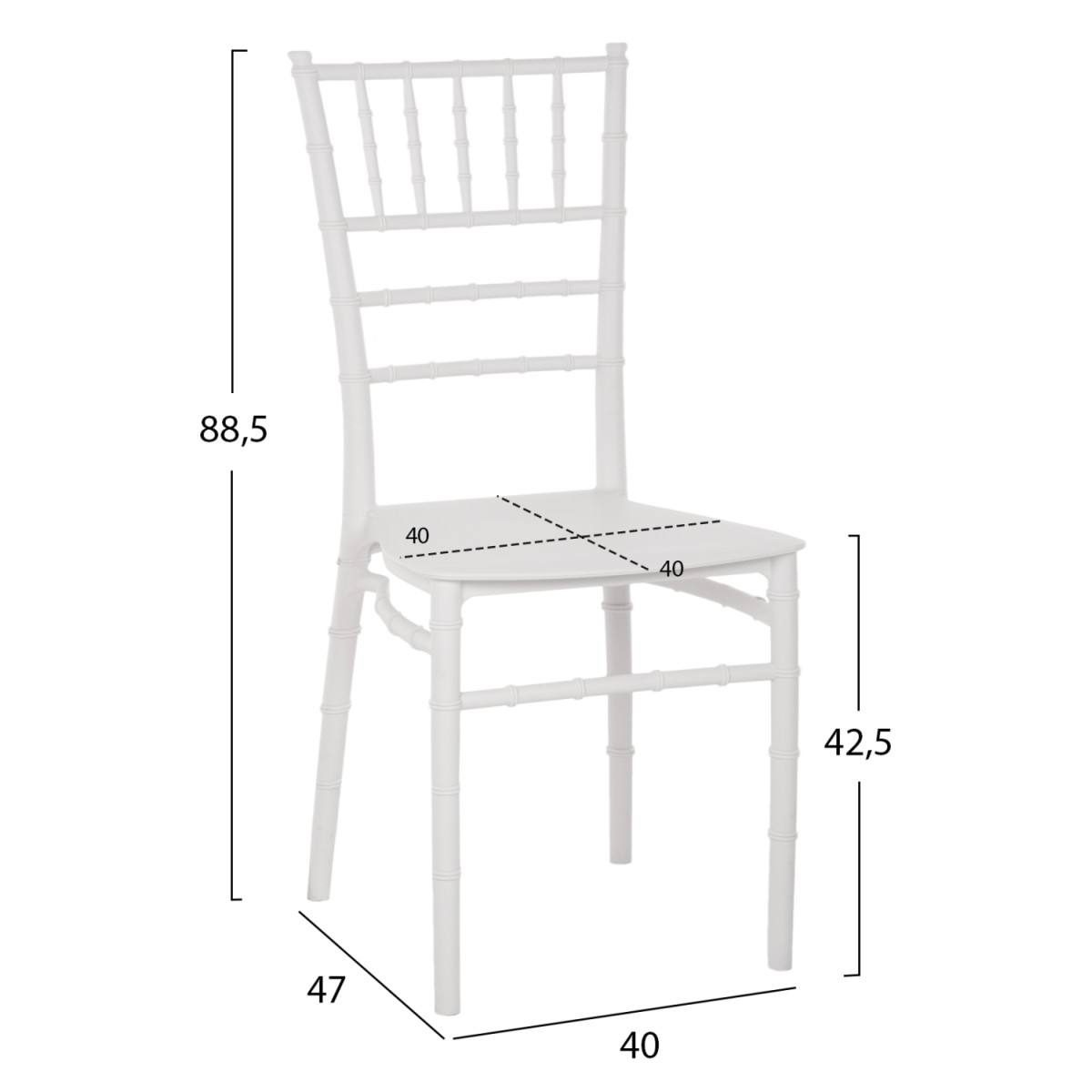 ΚΑΡΕΚΛΑ ΠΟΛΥΠΡΟΠΥΛΕΝΙΟΥ CATERING TIFFANY HM8058.31 ΛΕΥΚΟ 39x47x89Υεκ.
