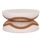 ΤΡΑΠΕΖΙ ΣΑΛΟΝΙΟΥ ANNA HM18157.02 FIBER CEMENT ΛΕΥΚΟ-ΦΥΣΙΚΟ RATTAN--Φ92x44.5Υεκ