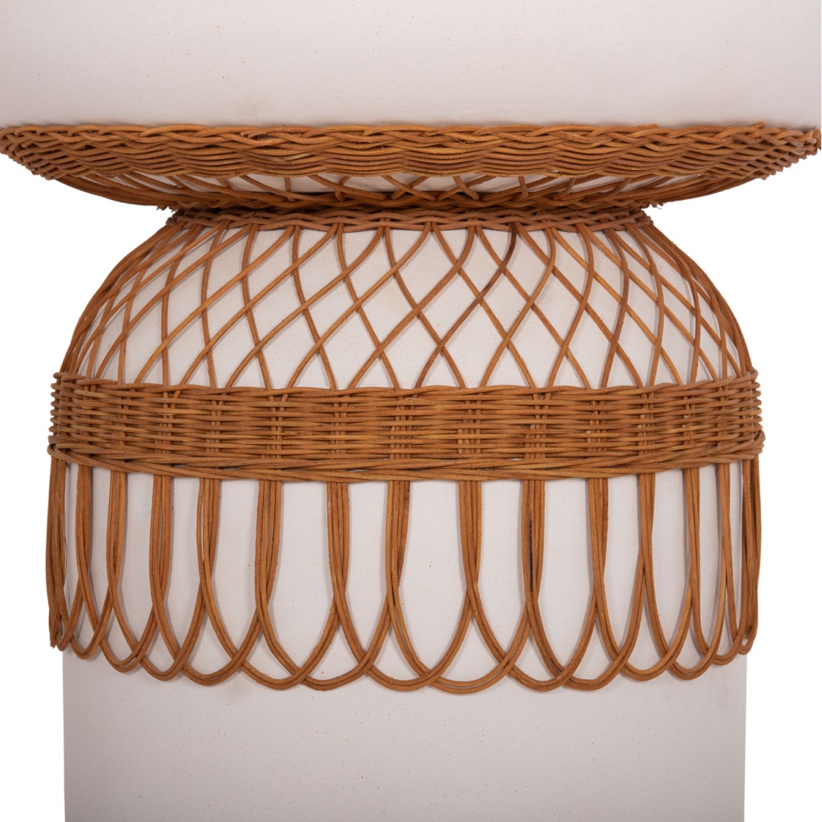 ΒΟΗΘΗΤΙΚΟ ΤΡΑΠΕΖΙ PRILEP HM18159.02 FIBER CEMENT ΛΕΥΚΟ & RATTAN--Φ60x76,5Υεκ