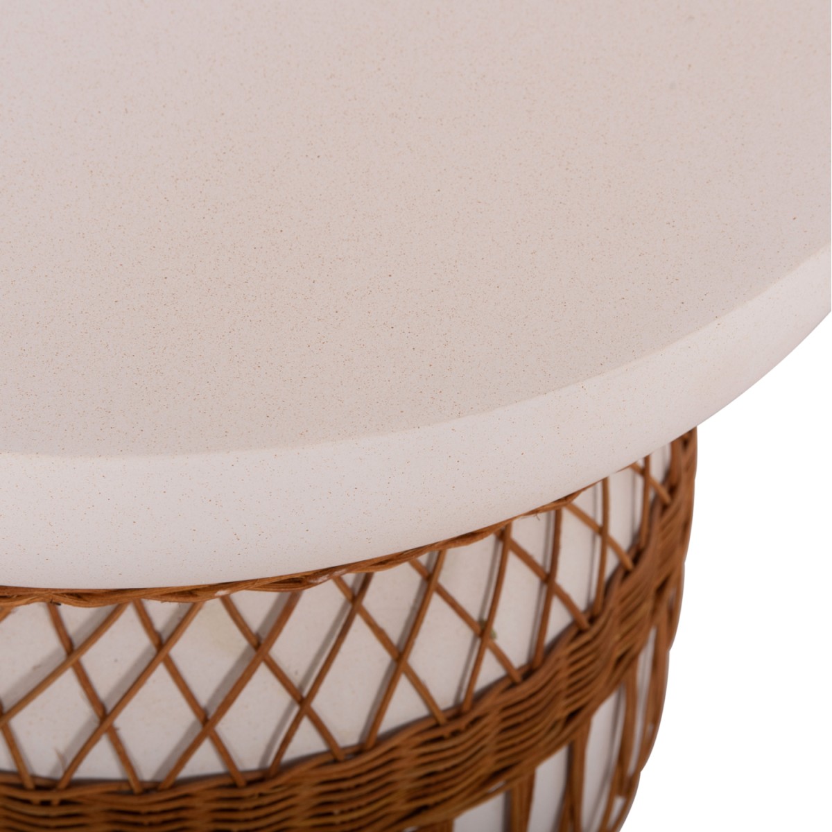 ΒΟΗΘΗΤΙΚΟ ΤΡΑΠΕΖΙ PRILEP HM18159.02 FIBER CEMENT ΛΕΥΚΟ & RATTAN--Φ60x76,5Υεκ