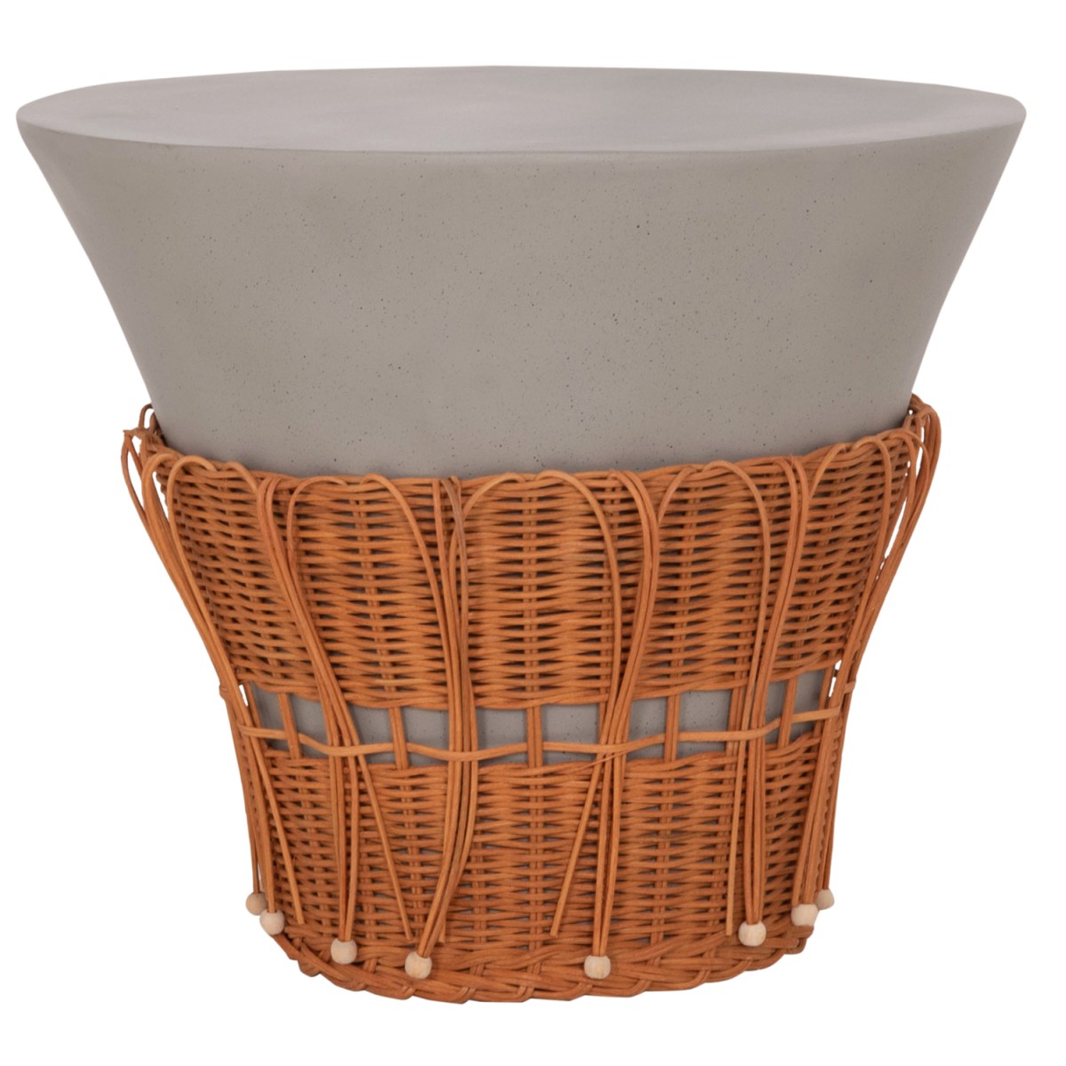 ΤΡΑΠΕΖΙ ΣΑΛΟΝΙΟΥ PERRAL HM18164.03L FIBER CEMENT ΓΚΡΙ-ΦΥΣΙΚΟ RATTAN--Φ55x45Υεκ