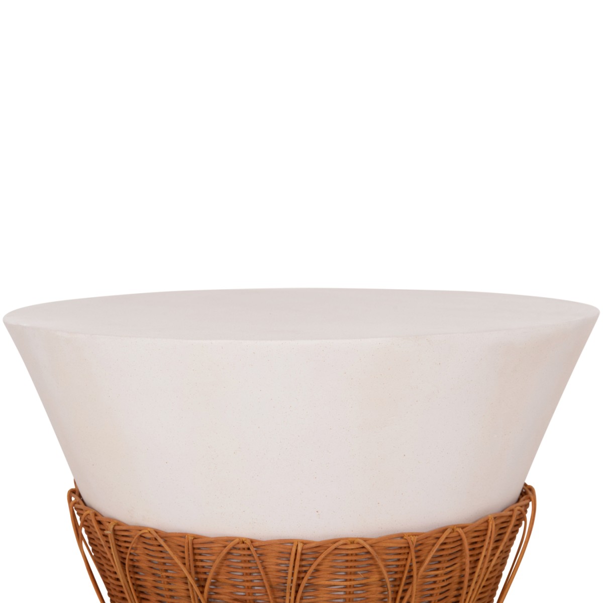 ΤΡΑΠΕΖΙ ΣΑΛΟΝΙΟΥ PERRAL HM18164.02L FIBER CEMENT ΛΕΥΚΟ-ΦΥΣΙΚΟ RATTAN--Φ55x45Υεκ