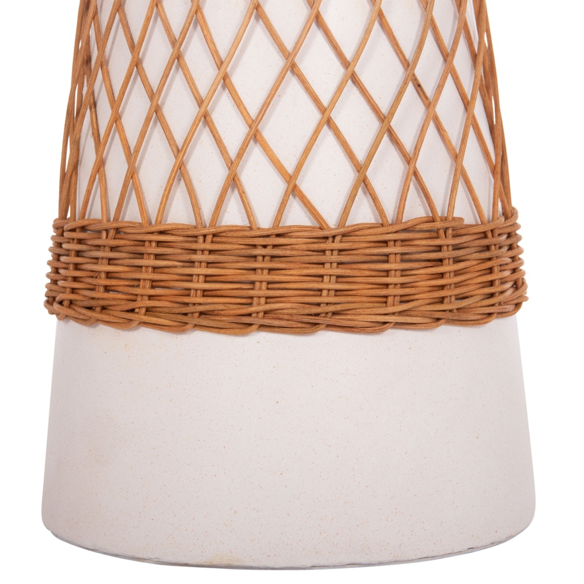 ΒΟΗΘΗΤΙΚΟ ΤΡΑΠΕΖΙ ΣΤΡΟΓΓΥΛΟ DELIA HM18167.02 FIBER CEMENT ΛΕΥΚΟ & RATTAN Φ40x45Υεκ