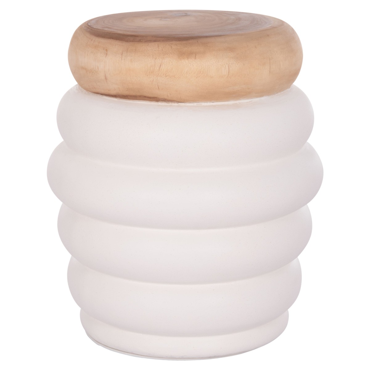 ΤΡΑΠΕΖΙ ΒΟΗΘΗΤΙΚΟ PUFFAT HM18172.02 FIBER CEMENT ΛΕΥΚΟ- ΞΥΛΟ TEAK TOP Φ45x46Υεκ.