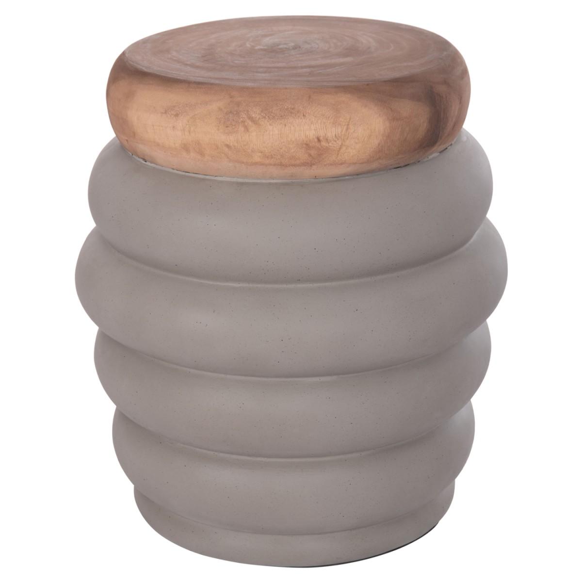 ΤΡΑΠΕΖΙ ΒΟΗΘΗΤΙΚΟ PUFFAT HM18172.03 FIBER CEMENT ΓΚΡΙ- ΞΥΛΟ TEAK TOP Φ45x46Υεκ.