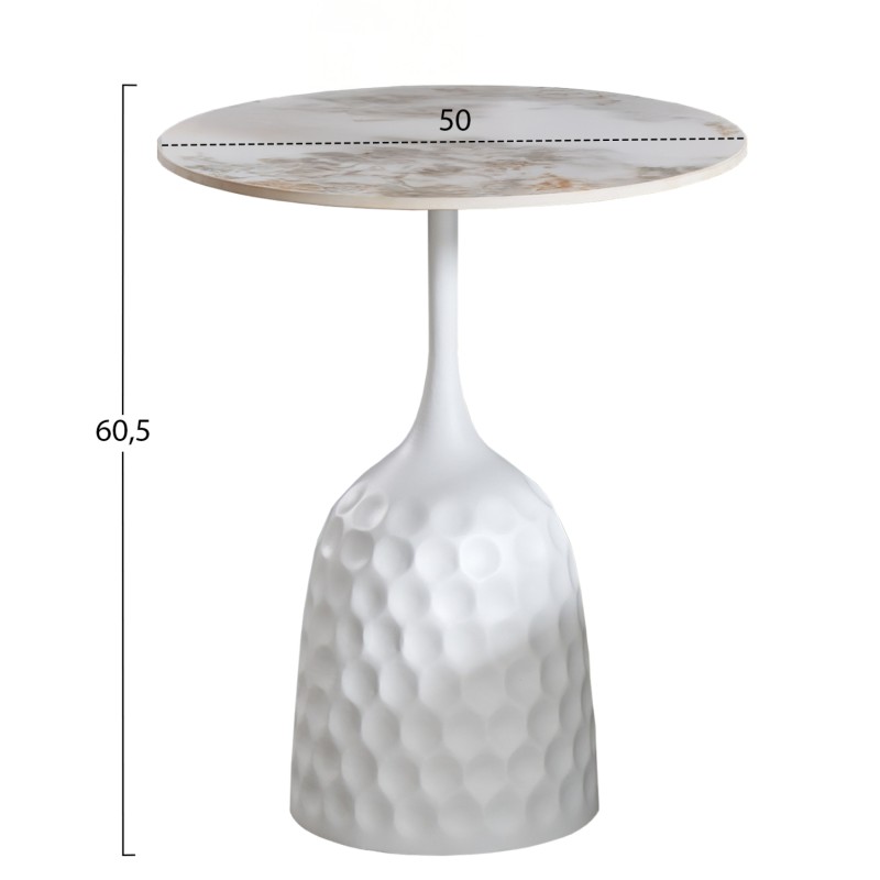 ΤΡΑΠΕΖΙ ΣΑΛΟΝΙΟΥ LONGSTEM HM18317.01 ΒΑΣΗ ΛΕΥΚΗ--SINTERED STONE CALACATA GOLD Φ50