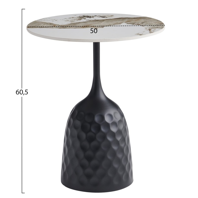 ΤΡΑΠΕΖΙ ΣΑΛΟΝΙΟΥ LONGSTEM HM18317.02 ΒΑΣΗ ΜΑΥΡΗ--SINTERED STONE PANDORA SCHEME Φ50