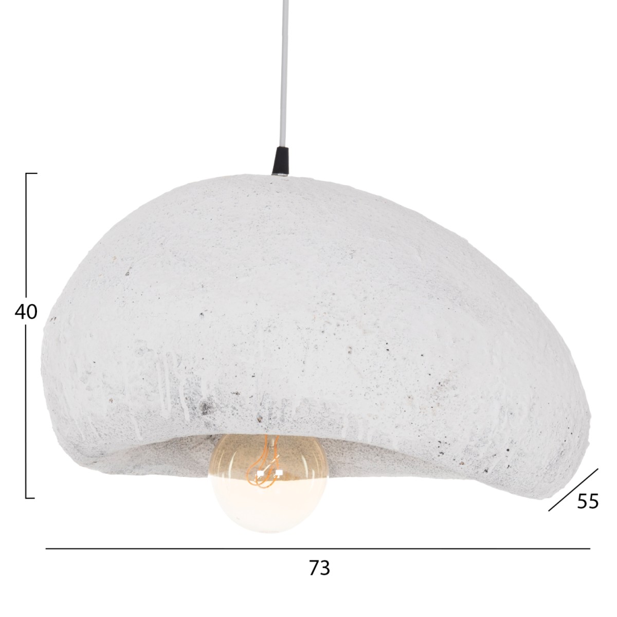 ΦΩΤΙΣΤΙΚΟ ΟΡΟΦΗΣ ΜΕ ΟΨΗ ΠΕΤΡΑΣ STONER (L) HM4419.02 ΛΕΥΚΟ 73x55x40Υεκ.