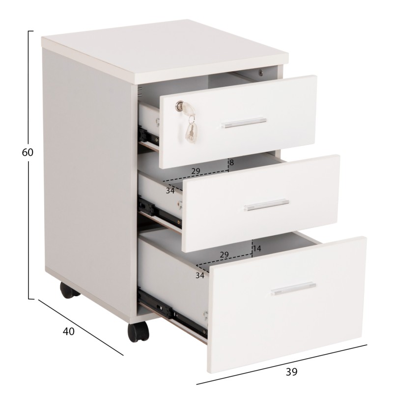 ΣΥΡΤΑΡΙΕΡΑ ΓΡΑΦΕΙΟΥ ΜΕ ΚΛΕΙΔΑΡΙΑ VANCE HM2159 ΛΕΥΚΗ ΜΕΛΑΜΙΝΗ-ΡΟΔΑΚΙΑ 39x40x60Υεκ.