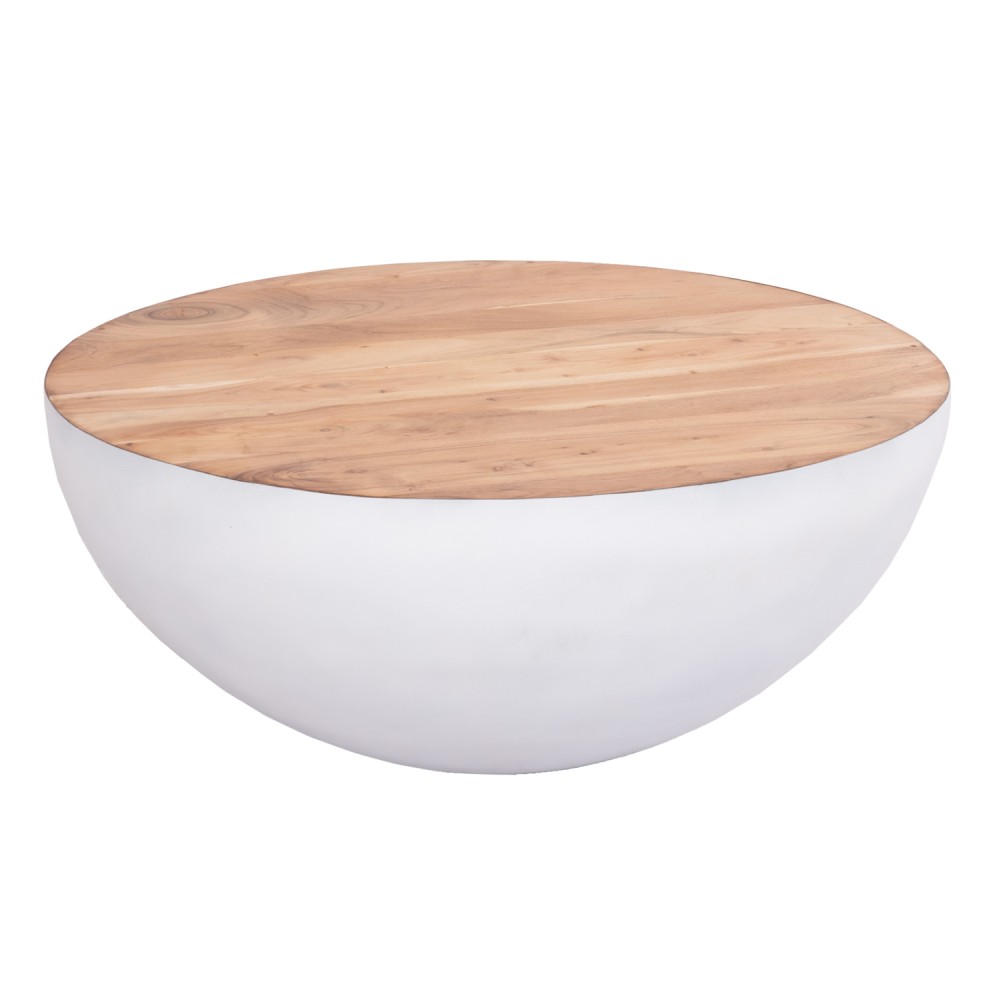 ΔΙΑΚΟΣΜΗΤΙΚΟ ΤΡΑΠΕΖΙ ΣΑΛΟΝΙΟΥ BOWL Φ91x38,5Yεκ. ΛΕΥΚΟ ΜΕ ΞΥΛΟ ΑΚΑΚΙΑΣ HM8717.23 Β'ΔΙΑΛΟΓΗΣ