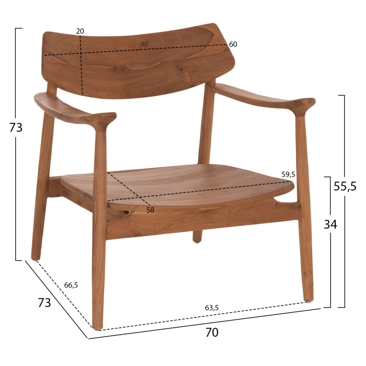 ΠΟΛΥΘΡΟΝΑ LOUNGE RANGER HM18255.01 ΞΥΛΟ TEAK ΣΕ ΦΥΣΙΚΟ 70x73x73Υεκ.