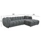 ΚΑΝΑΠΕΣ ΓΩΝΙΑ (ΔΕΞΙΑ) LYKKE HM3326.01R ΓΚΡΙ ΥΦΑΣΜΑ 280x89-165(η γωνία)x70Υεκ