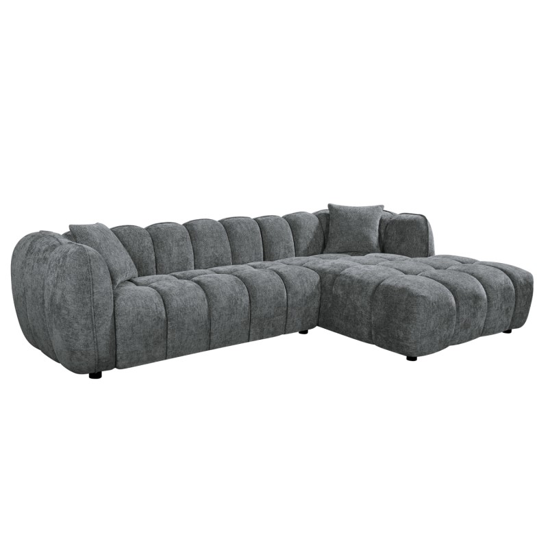 ΚΑΝΑΠΕΣ ΓΩΝΙΑ (ΔΕΞΙΑ) LYKKE HM3326.01R ΓΚΡΙ ΥΦΑΣΜΑ 280x89-165(η γωνία)x70Υεκ