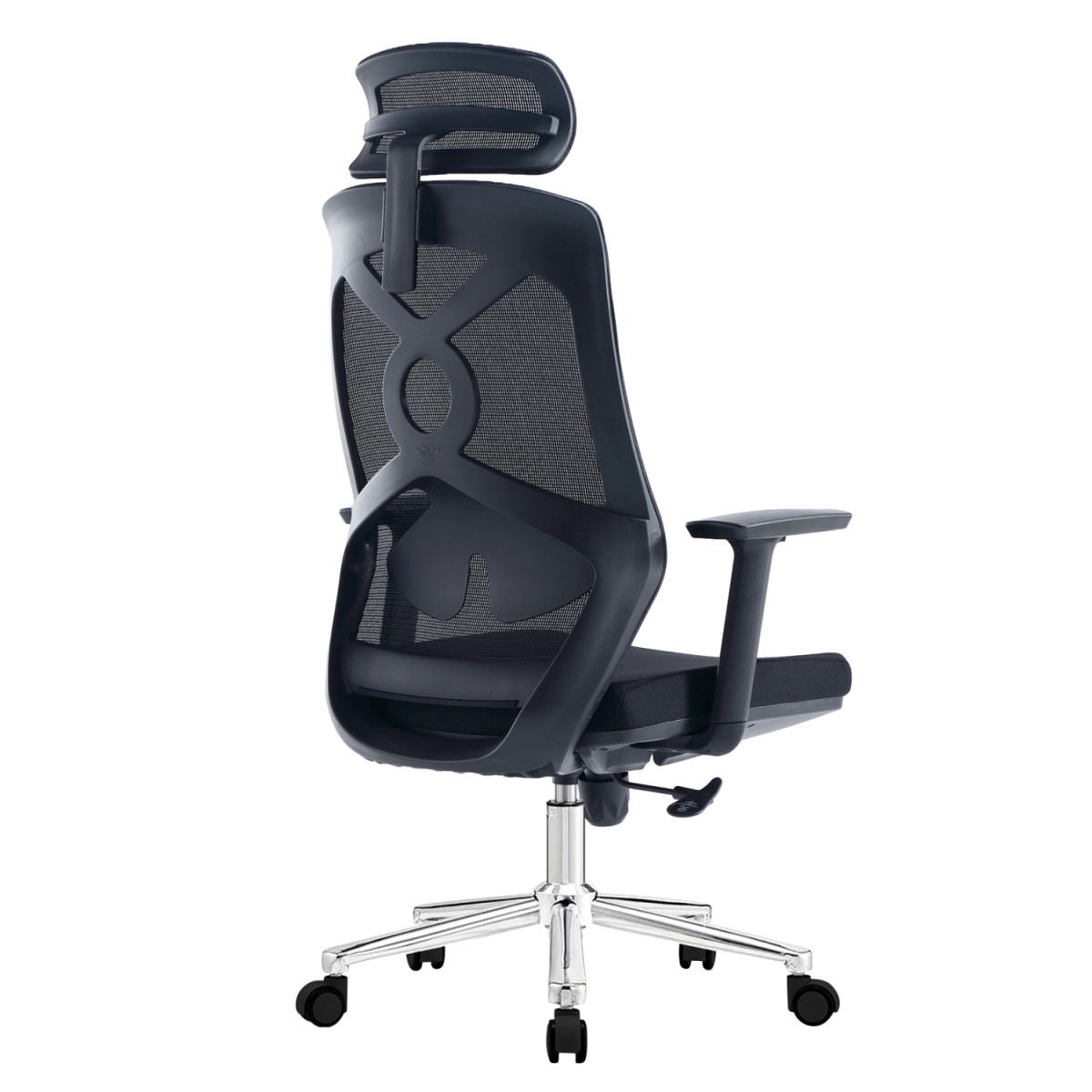 ΚΑΡΕΚΛΑ ΓΡΑΦΕΙΟΥ FLEXORA HM1213.01 ΜΑΥΡO MESH-ΒΑΣΗ ΧΡΩΜΙΟΥ 60x63x125Υεκ